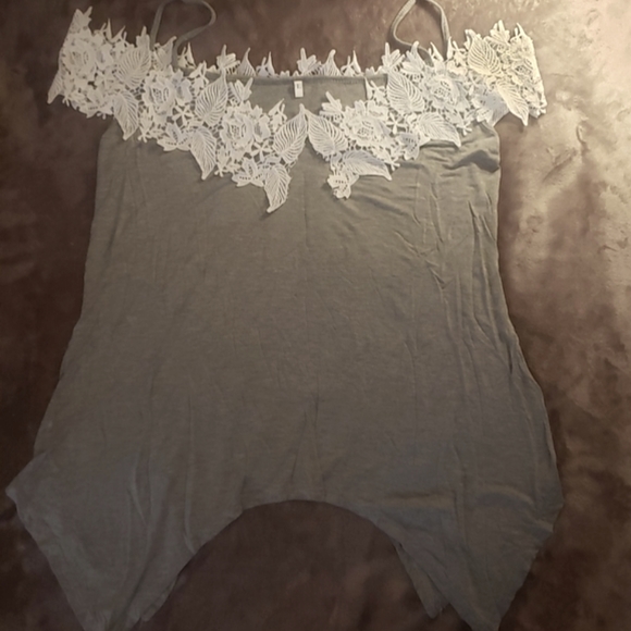 Crochet/Lace Off Shoulder Top - Picture 2 of 11